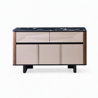 Table console moderne haut de gamme en bois massif avec plateau en marbre, fabriquée à la main en Italie, meuble de rangement de luxe sur mesure