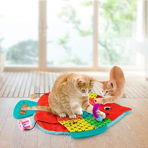Çevre dostu sevimli yumuşak peluş kedi ped makinesi yıkanabilir kapalı kedi ve köpek interaktif Pet oyuncak kırışıklık kedi battaniye - Product Image 3