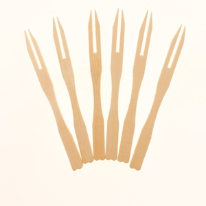 Garfo de dois pinos Plastik Garfo De Frutas De Bambu Descartável Substituto - Product Image 5