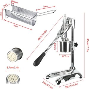 Nueva Máquina Manual para Hacer Papas Fritas, Opciones para Frutas y Papas, Acero Inoxidable de 30 cm, Extrusora de 12 Orificios, Fácil de Operar, Uso en Panadería, 10.6 Libras - Product Image 4