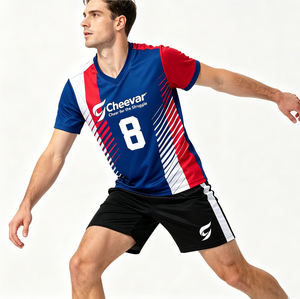 Maillots de volley-ball respirants pour hommes, t-shirt de volley-ball à col en V, vêtements de volley-ball - Product Image 2