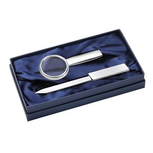 Elegante set regalo con lente d'ingrandimento e aprilettere in acciaio inossidabile, regalo aziendale - Product Image 1