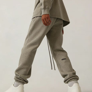 Pantalon de <span class=keywords><strong>jogging</strong></span> en coton gris pour homme, coupe droite, avec logo personnalisé haut de gamme, pour le sport décontracté et le style urbain - Product Image 4