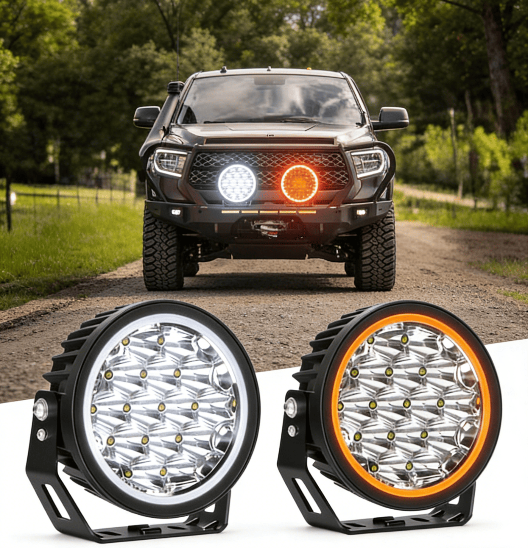 7 Inch Round LED Driving Lights with White DRL New Work Light for Off-Road Trucks