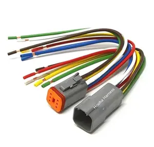 Conjunto de arnés de cables personalizado Conector Deutsch 6P 6 cables 18 AWG Conector eléctrico automotriz Macho DT04 6P Hembra DT06 6S