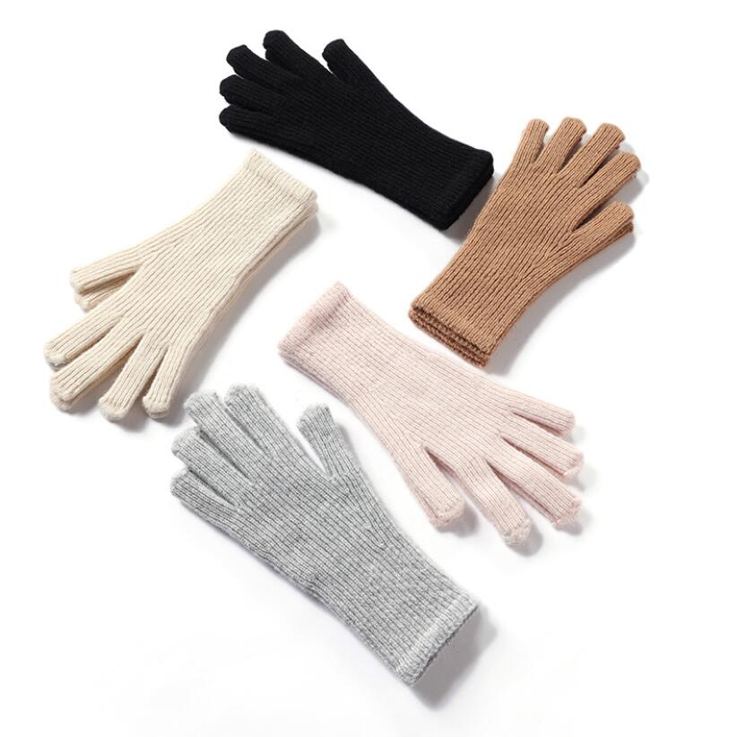 Пользовательские Полные Пальцы ребристые трикотажные шерстяные перчатки для женщин зимние толстые рукавицы для набора текста