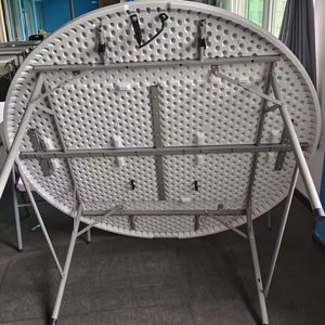 Foldable Rectangle <strong>Table</strong> for Outdoor Events <strong>Stable</strong> Metal Frame with HDPE Plastic Top for Camping Dining - Product Image 1
