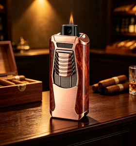 Portable <b>Cigar</b> Torch <b>Lighter</b> Custom Logo <b>Cigar</b> Cutter and <b>Lighter</b> Set for <b>Cigar</b> Accessories - Product Image 1