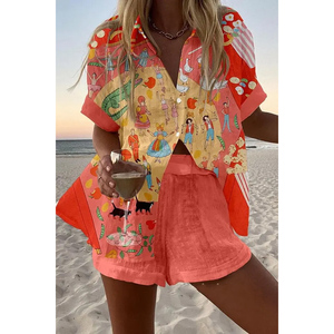 Ensemble de chemises pour filles style plage d'été, ample, respirant, style <span class=keywords><strong>West</strong></span> <span class=keywords><strong>Coast</strong></span> Resort, motif personnalisé imprimé, vêtements de plage - Product Image 4
