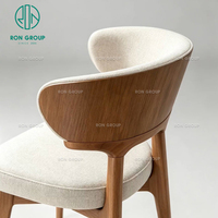 Chaise Ron Group moderne de luxe léger, personnalisée pour hôtel, design élégant et courbé en bois massif avec assise rembourrée en tissu