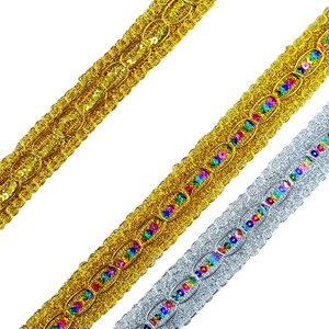 Eco-Friendly 3cm Diy <b>Sewing</b> Lace 13m Braid Fabric Metallic Gold Silver Sequined Ribbon for <b>Bags</b> Stage Clothing Costume Hat - Product Image 1