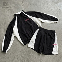 Ensemble de survêtement deux pièces pour homme, veste coupe-vent légère en nylon respirant et short, grande taille, pour le streetwear printanier