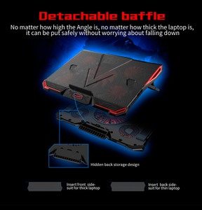 Refroidisseur pour ordinateur portable de jeu <span class=keywords><strong>17</strong></span> <span class=keywords><strong>pouces</strong></span>, 5 ventilateurs LED, tapis de refroidissement pour ordinateur portable - Product Image 4