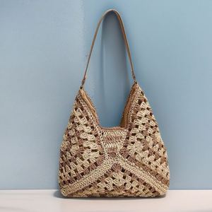 New Style Bohemian Woven Single Shoulder Women's Handbag Shopping Tote Holiday Travel Crochet Straw Beach <b>Bag</b> - Product Image 6