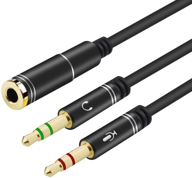 JMAX Headphone Splitter for Computer 3.5mm Female to 2 Dual 3.5mm Male Headphone Mic Audio Y Splitter Cable
