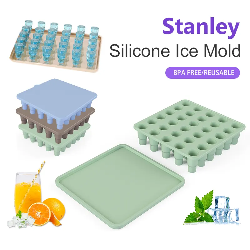 Cetakan es silikon untuk Stanley Tumbler Cup Cube Tray Marker dengan tutup segel Ice Whiskey Cocktail Chilling Coffe