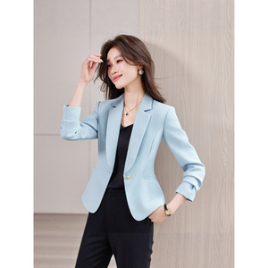 Women's Lapel Blazer Slim Fit Solid Color Short Top Elegant Suit Spring Autumn Style - Product Image 4