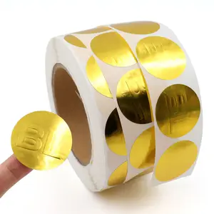 도매 자체 접착 용지 맞춤형 금박 양각 라벨 라운드 스티커 롤