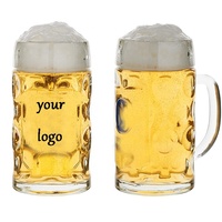 Chope à bière en plastique transparent de 500 ml avec poignée, style Oktoberfest, pour congélateur, sans fossettes