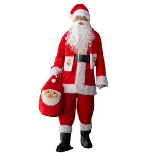 ชุดซานตาคลอสสำหรับผู้ใหญ่,ชุดซานตาคลอสสำหรับเทศกาลคริสมาสต์ผ้ากำมะหยี่หรูหราขายส่ง