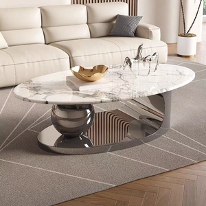 Tavolino da Caffè di Lusso <span class=keywords><strong>in</strong></span> Lastra di Roccia, <span class=keywords><strong>Design</strong></span> <span class=keywords><strong>Moderno</strong></span> Italiano per Soggiorno, Tavolino Ovale di <span class=keywords><strong>Design</strong></span> - Product Image 2
