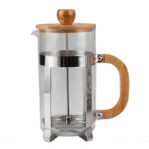 Cafetera Francesa de Vidrio de Borosilicato sin BPA, con Capacidad de 1.0L, Carcasa de Acero Inoxidable, Tapa y Asa de Madera - Product Image 1