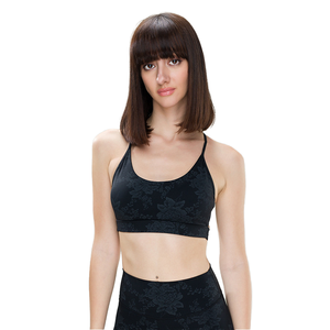 Áo thể thao nữ kiểu đơn giản, thoáng khí, thân thiện với môi trường, hỗ trợ cao, dây lưng chéo, kiểu crop top, logo phía trước, chất liệu spandex, dành cho người lớn - Product Image 1