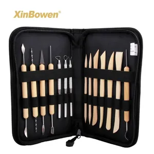 Xin Bowen Hot Sale 14 Pcs Patung Keramik Polimer Tanah Liat Alat Set dengan Case Hitam