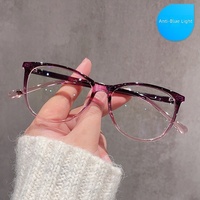 Lunettes de vue unisexe papillon œil-de-chat dégradé bleu-vert en TR90 ultra-légères anti-lumière bleue avec monture à verres transparents
