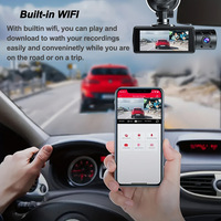 Caméra de voiture double avec objectif à distance pour tableau de bord Caméra de voiture pour écran automatique Route Coupe Wifi Caméra de voiture
