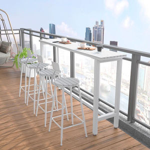Conjunto de Mesa y Sillas de Bar Minimalistas Modernos para Exteriores, Mesa Alta y Larga para Balcón, Protección Solar para Patio - Product Image 2