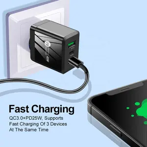 Wholesale A Mazon US/EU/UK Type-C+dual Port USB QC3.0 Fast Charger PD 45W Quicky Charger For Iphone Huawei Xiaomi Mobile Phones