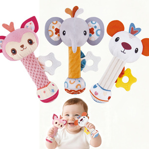 Plush Baby Rattle Toy White Bear Grey Elephant <strong>Stuffed</strong> <strong>Animal</strong> Hand Rattle with Safe Teether for <strong>Newborns</strong> 0-12 Months - Product Image 1
