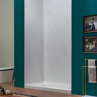 Système de revêtement mural de salle de bain en panneaux SMC 3 pièces, 60 cm, blanc Carrara, pour projets hôteliers et résidentiels (vente en gros)