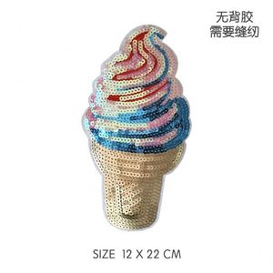 Factory Sale Kawaii Big Size Embroidery Iron on Watermelon Ice Cream <b>Drinks</b> Lollipop Sequin Patch for Tshirt Hoodies - Product Image 3