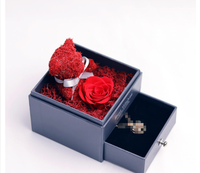 Kotak Hadiah Bunga Abadi Hari Valentine 520, Kotak Perhiasan Beruang Teddy Lumut, Grosir Lintas Negara