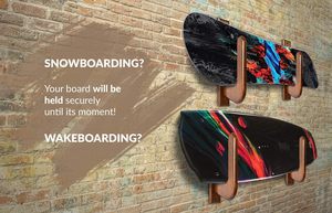 <span class=keywords><strong>Support</strong></span> mural en bois <span class=keywords><strong>pour</strong></span> planches de surf, crochets en bois massif <span class=keywords><strong>pour</strong></span> planches de surf, snowboard et vélos - Product Image 5