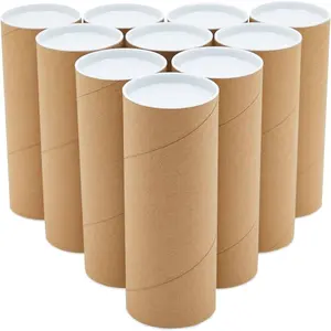 OEM Bio-Degradable Paper Tube For Mailing For Poster Painting Maps Large Cylinder Packaging Tinplate Plastic Lid Easy Handle