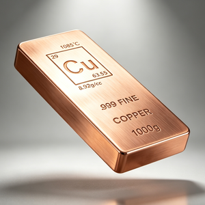 Barre de cuivre polie et brillante de 1 kg, 99,9 % de cuivre pur avec données sur les éléments gravées, élégante, pour collection et cadeau - Product Image 1