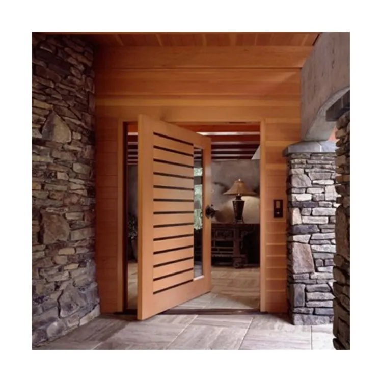 Porte di legno moderne del perno della porta principale anteriore su ordinazione per la porta di legno esterna dell'entrata della casa