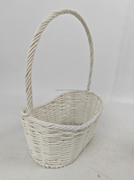 Panier en rotin PE fabriqué en usine, 25x16xH33cm, avec poignée, en forme de bateau, pour rangement et panier cadeau de fêtes, taille unique