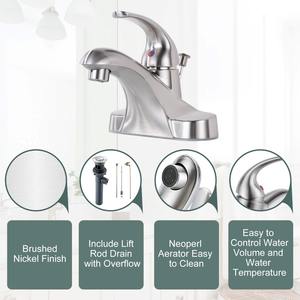 Tek kolu banyo musluk 4 inç Centerset havza lavabo bataryaları Vanity musluklar ile asansör çubuk drenaj meclisi - Product Image 4