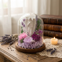 Rose éternelle de luxe en dôme de verre avec base en bois et éclairage LED, cadeau idéal pour Noël et anniversaire, directement de l'usine