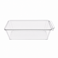 Boîte de rangement transparente moderne en PET grande capacité pour réfrigérateur, avec couvercle à nervures, organisateur de nourriture haut avec poignée pour armoire de réfrigérateur