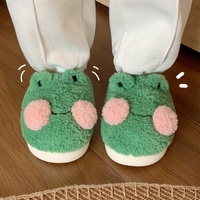Mignon dessin animé coton pantoufles hiver décontracté maison chaud doux pantoufles petite grenouille Baotou pantoufles