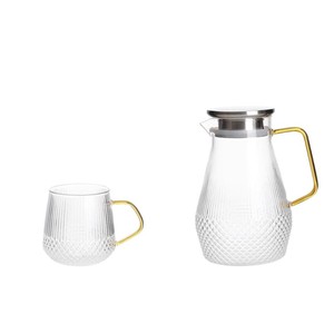 Juego de jarras de agua de vidrio con asa, resistentes al calor, de gran capacidad, para servir bebidas en el hogar. - Product Image 5