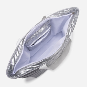 Borsa Tote Imbottita Personalizzata MINFUNG con Chiusura a Cerniera, Borsa da Viaggio in Nylon Metallizzato Lucido di Grande Capacità, Borsa a Spalla per Shopping da <span class=keywords><strong>Donna</strong></span> - Product Image 4