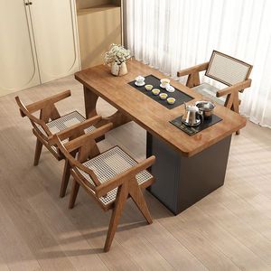 Chinese Style Solid Wood Tea Table Set With Chair And Stools Modern Small Apartment Balcony Leisure Tea <b>Desk</b> - Product Image 3