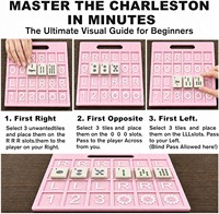 Planche de Mahjong en plastique rose Charleston : Guide d'apprentissage, aide à la pratique, feuille de triche pour débutants, règle NMJL, accessoire de table