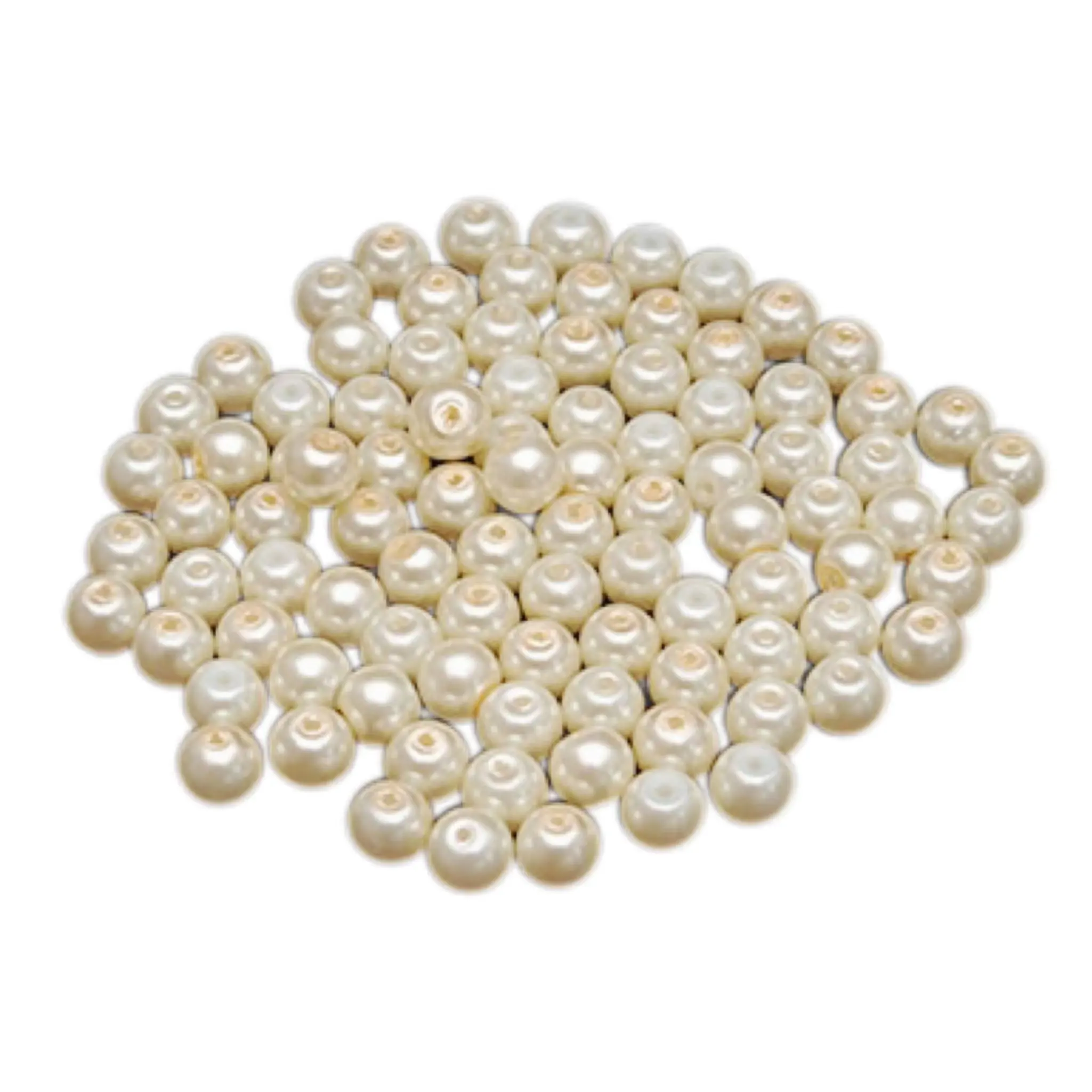 20 unids/bolsa de accesorios de joyería DIY/6/8/10mm agujero recto de plástico ABS Pearl Beige suelta perlas hecho a mano Material